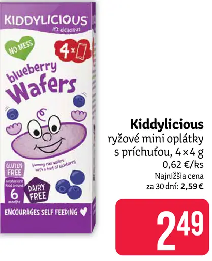 Kiddylicious ryžové mini oplátky s príchuťou