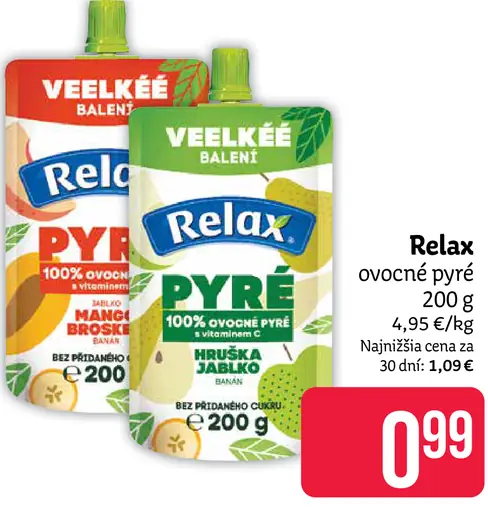 Relax ovocné pyré, hruška a jablko