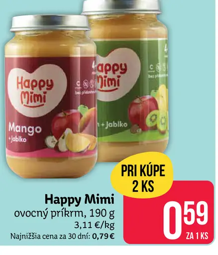 Happy Mimi ovocný príkrm Mango jablko od 6 mesiacov