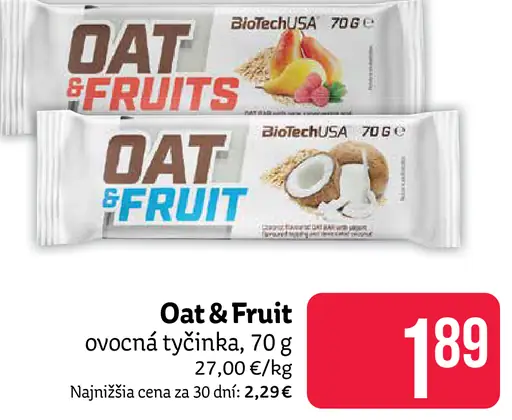 BioTechUSA Oat & Fruit ovocná tyčinka, broskyňa a kokos