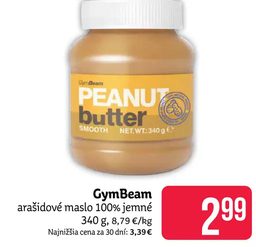 GymBeam arašidové maslo 100 % jemné