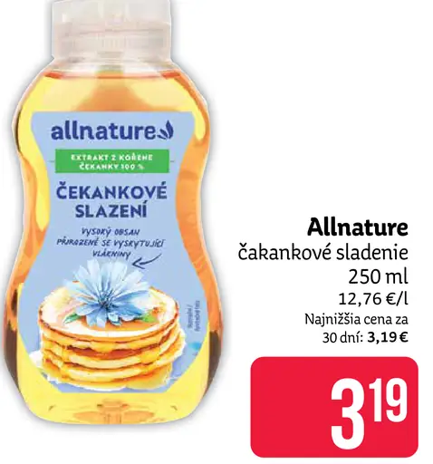 Allnature čakankové sladidlo