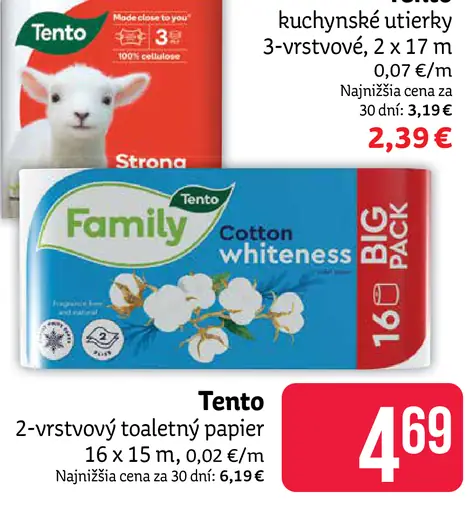 Tento Family Cotton Whiteness BIG PACK toaletný papier 2-vrstvový