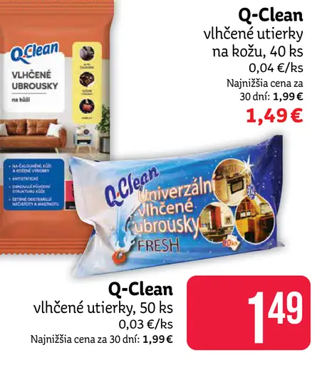 Q-Clean vlhčené utierky na kožu