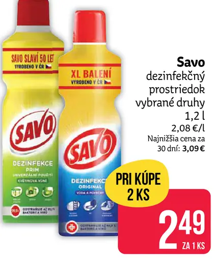Savo dezinfekčný prostriedok vybrané druhy