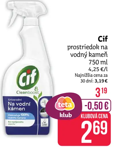 Cif Cleanboost prostriedok na vodný kameň