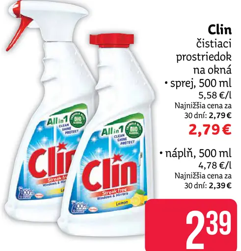 Clin čistiaci prostriedok na okná