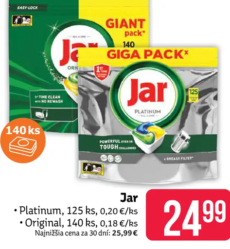 Jar Platinum tablety do umývačky