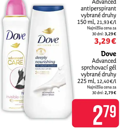 Dove Advanced sprchovací gél vybrané druhy