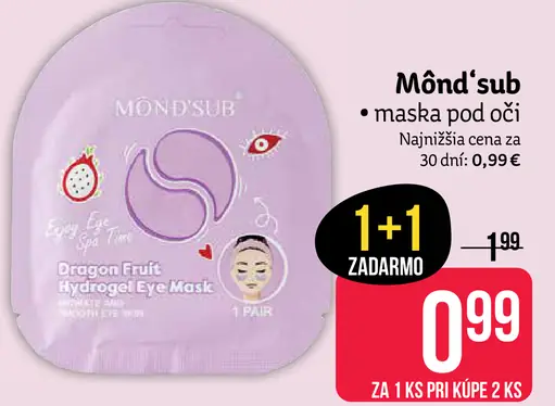 Mönd'sub Dragon Fruit hydrogelová očná maska