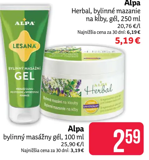 Alpa Lesana bylinný masážny gél