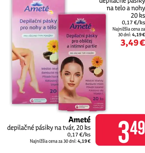 Ameté depilačné pásiky na tvár a telo