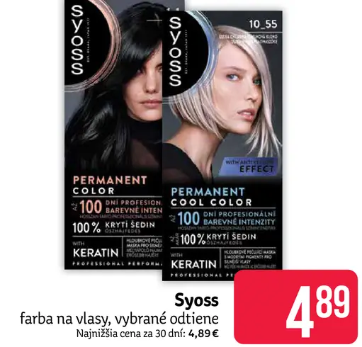 Syoss Permanent Color farba na vlasy, vybrané odtiene
