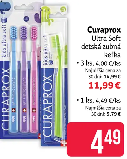 Curaprox Ultra Soft detská zubná kefka, balenie 3 ks