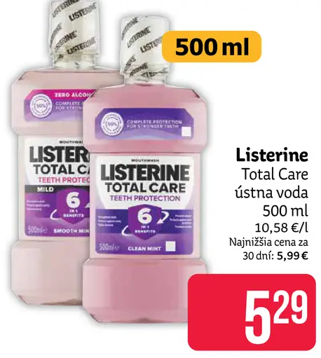 Listerine ústna voda Total Care rôzne druhy