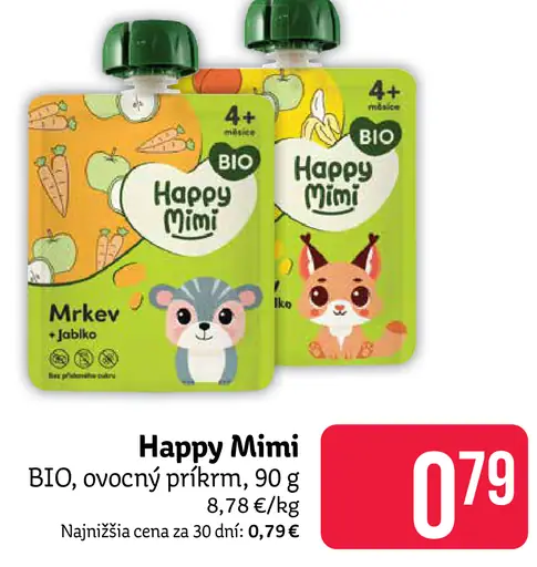 Happy Mimi BIO ovocný príkrm Mrkva, Jablko