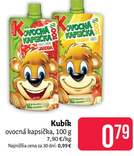 Kubík ovocná kapsička – jablko-jahoda, banán