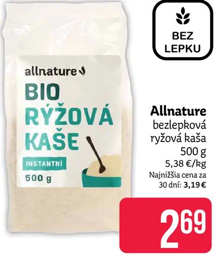 Allnature BIO ryžová kaša