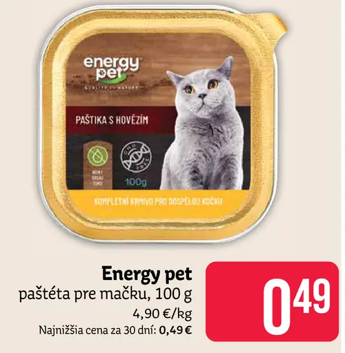 Energy pet paštéta pre mačku