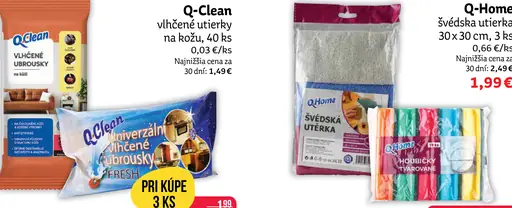 Q-Clean univerzálne vlhčené utierky
