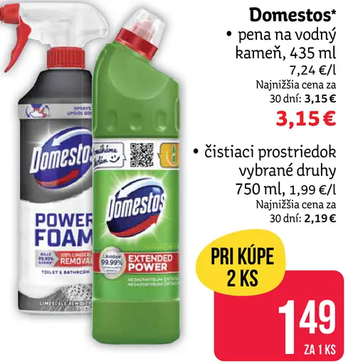 Domestos pena na vodný kameň