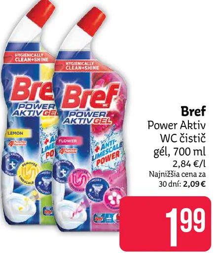Bref Power Aktiv WC čistiaci gél Lemon, Flower, Anti-Power