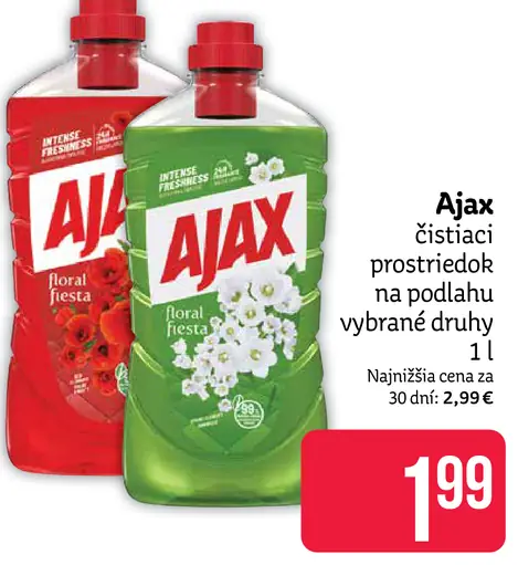 Ajax čistiaci prostriedok na podlahy vybrané druhy