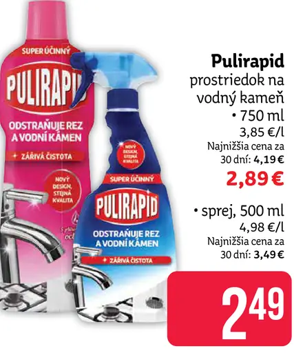Pulirapid prostriedok na vodný kameň