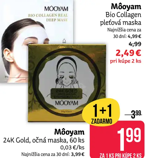 Môoyam 24k Gold, očná maska