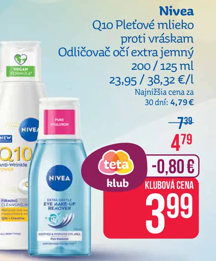 Nivea Q10 Pleťové mlieko proti vráskam