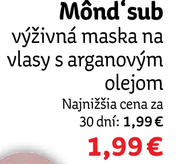 Mönđ'sub výživná maska na vlasy s arganovým olejom