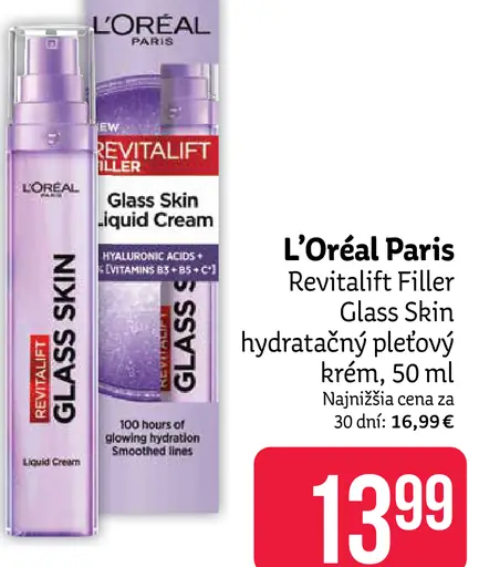 L’Oréal Paris Revitalift Filler Glass Skin hydratačný krém