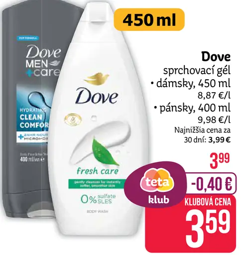 Dove sprchovací gél dámsky pánsky