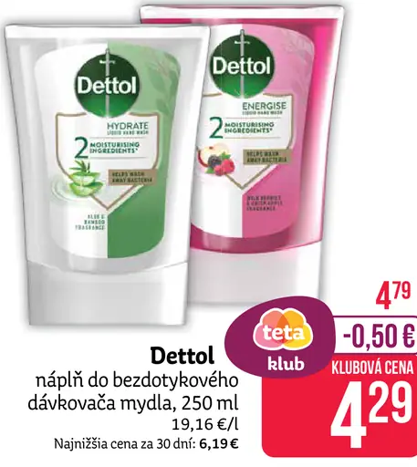 Dettol Tekuté mydlo náplň do bezdotykového dávkovača