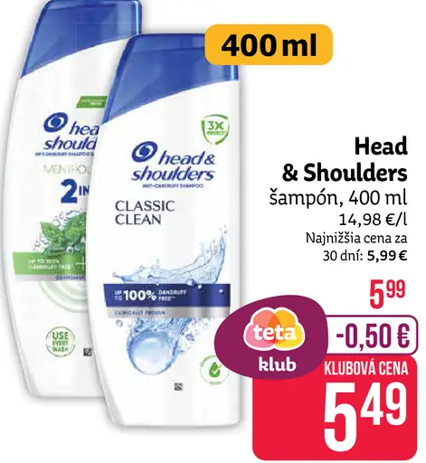 Head&Shoulders šampón rôzne druhy