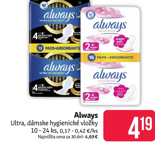 Always Ultra dámske hygienické vložky
