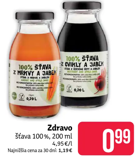 Zdravo 100% šťava z mrkvy a jabĺk