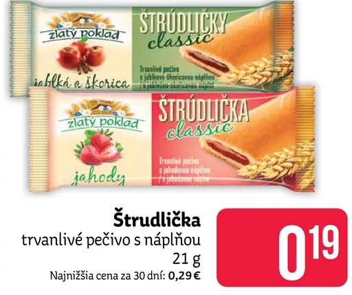 Zlatý poklad Štrudlička trvanlivé pečivo s náplňou