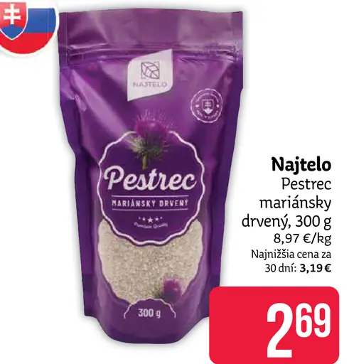 Najtelo Pestrec mariánsky drvený