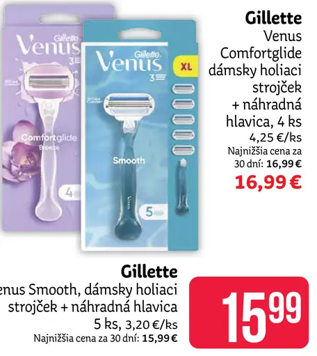 Gillette Venus Smooth dámsky holiaci strojček s náhradnými hlavicami