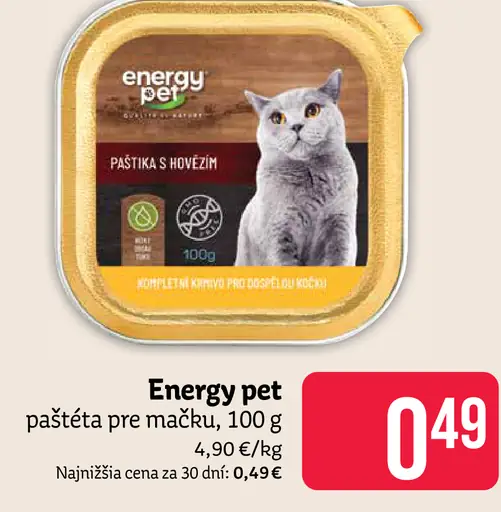 Energy Pet paštéta s hovädzím pre mačku
