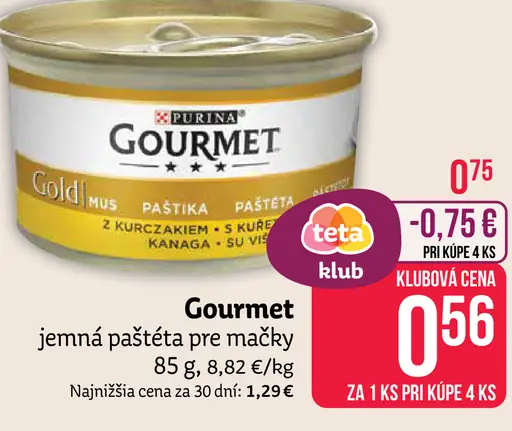Gourmet jemná paštéta pre mačky
