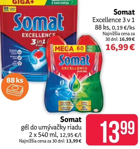 Somat Excellence 4 v 1, tablety do umývačky riadu