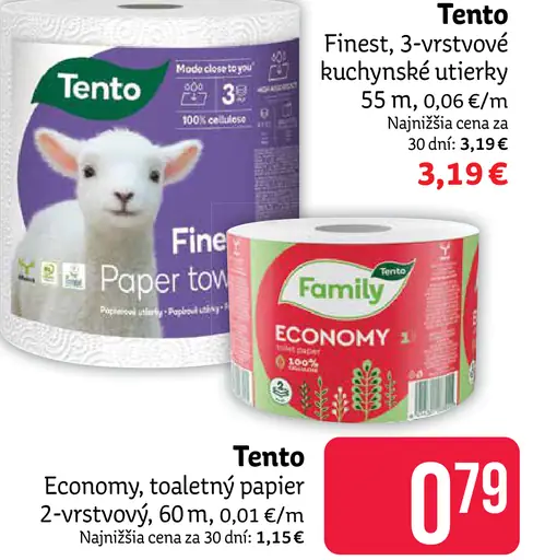 Tento Economy toaletný papier 2 vrstvový 1 kotúč
