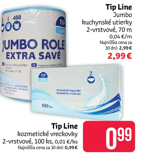 Tip Line Jumbo kuchynské utierky 2-vrstvové