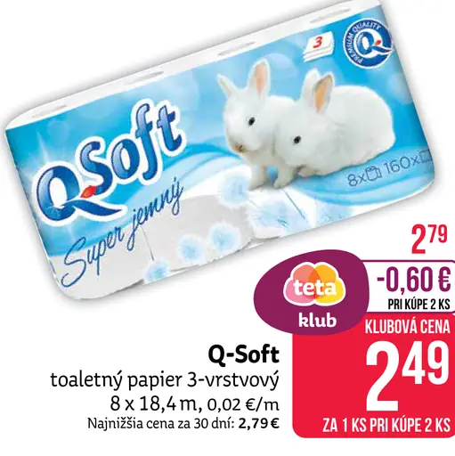 Q-Soft toaletný papier 3-vrstvový
