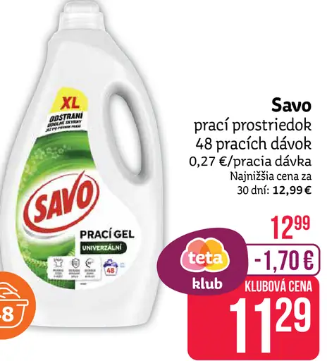 Savo prací gél – klubová cena
