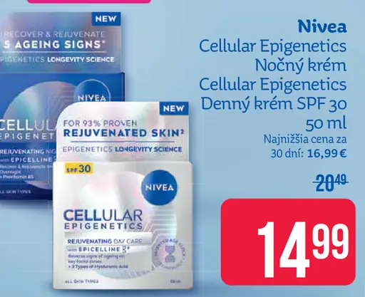 Nivea Cellular Epigenetics nočný krém a denný krém SPF 30