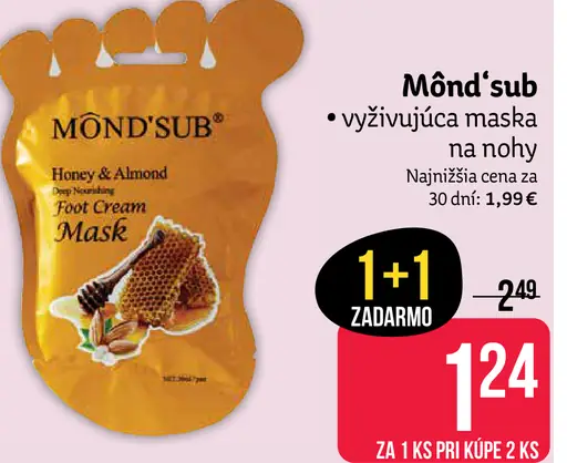 Mönd'sub Honey & Almond výživná maska na nohy