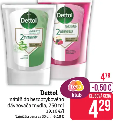 Dettol Tekuté mydlo náplň do bezdotykového dávkovača